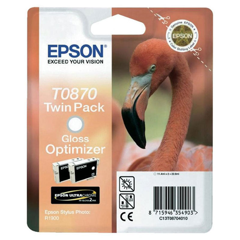 Консуматив, Epson T0870 Gloss Optimizer Ink Cartridge - Twin Pack for Stylus Photo R1900 - C13T08704010