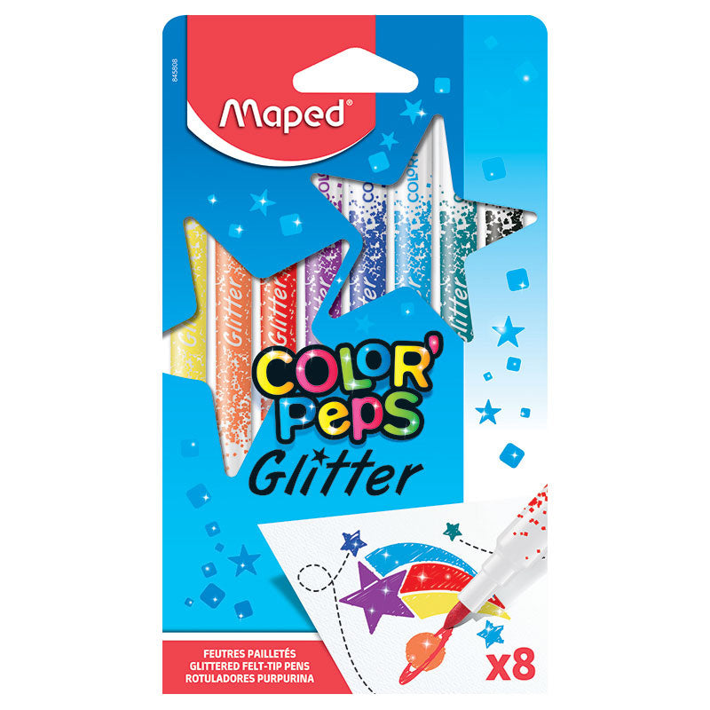 Флумастери Maped Color'Peps Glitter, 8 цвята