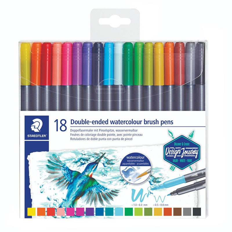 Акварелни флумастри Staedtler Design Journey , двувърхи, 18 цвята