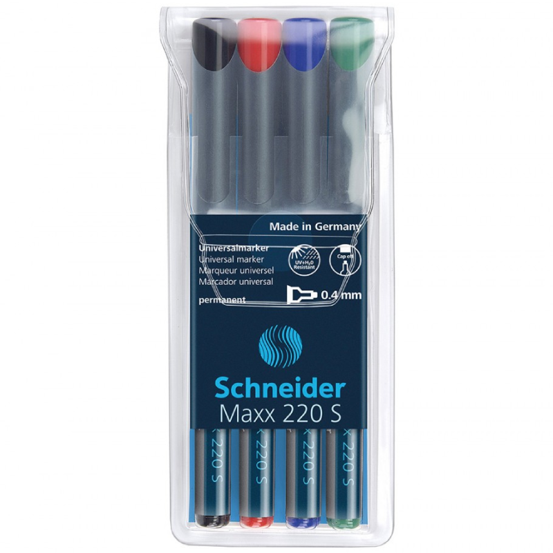 Комплект Schneider перманентни маркери OHP 220S, 4 цв.