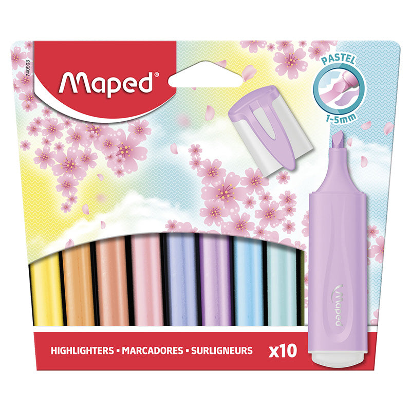 Текстмаркери Maped Fluo Peps Pastel, 10 броя в блистер