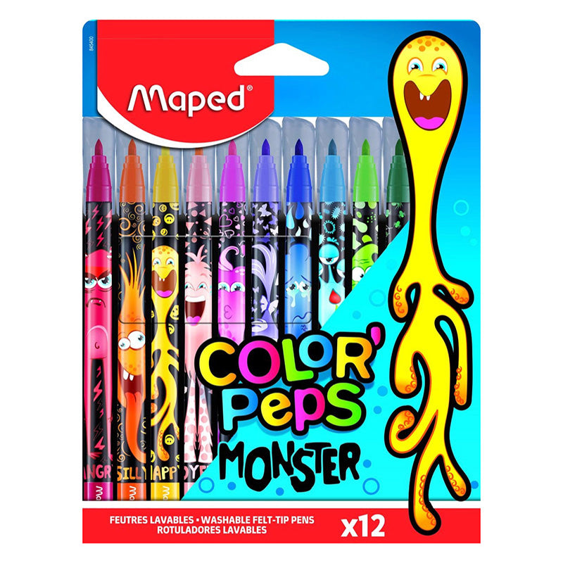 Флумастери Maped ColorPeps Monster, 12 цвята