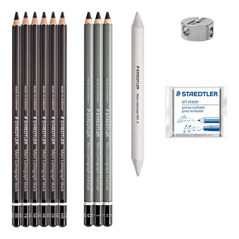 Комплект Staedtler Lumograph Charcoal, 12 части
