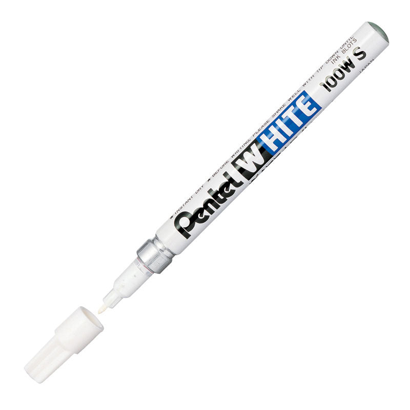 Маркер Pentel Х100W-S, бял покривен, фин объл връх