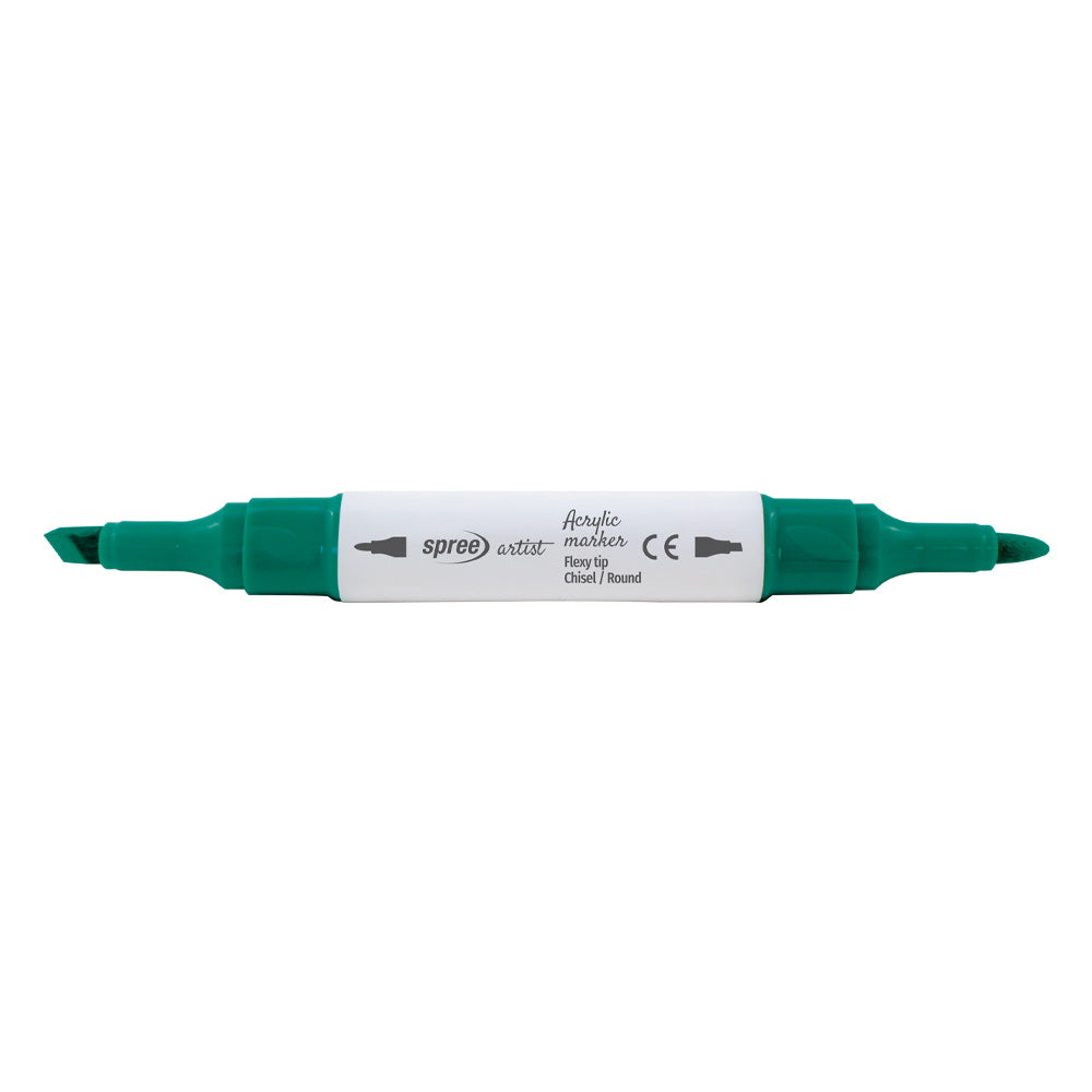 Маркери акрилни двувърхи Spree Flexy Chisel / Round tip 60 цвята + 2 контурни