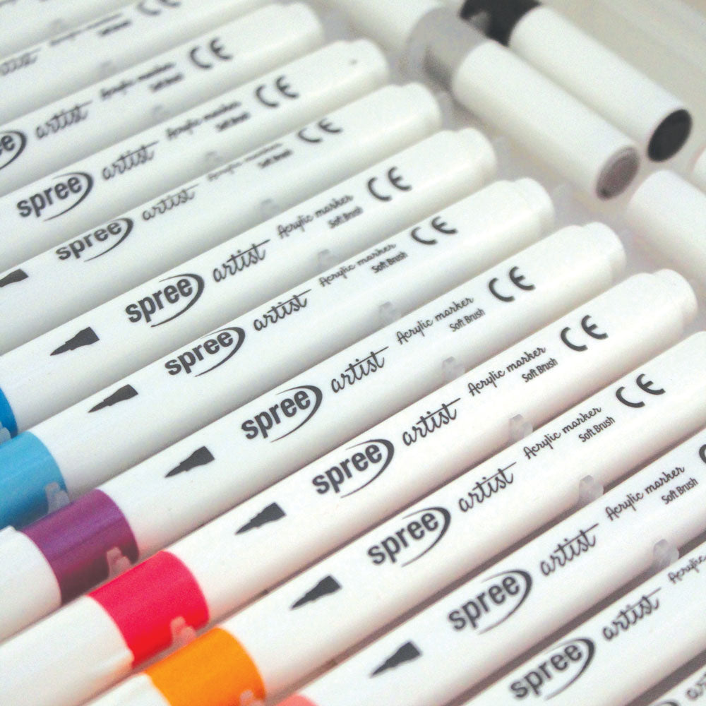 Маркери акрилни Spree Art Soft Brush, 48 цвята в PP кутия