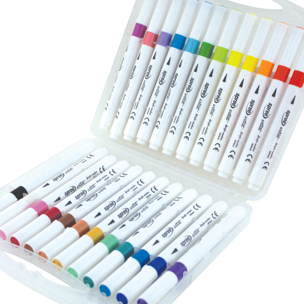 Маркери акрилни Spree Artist Soft Brush, 24 цвята в PP кутия