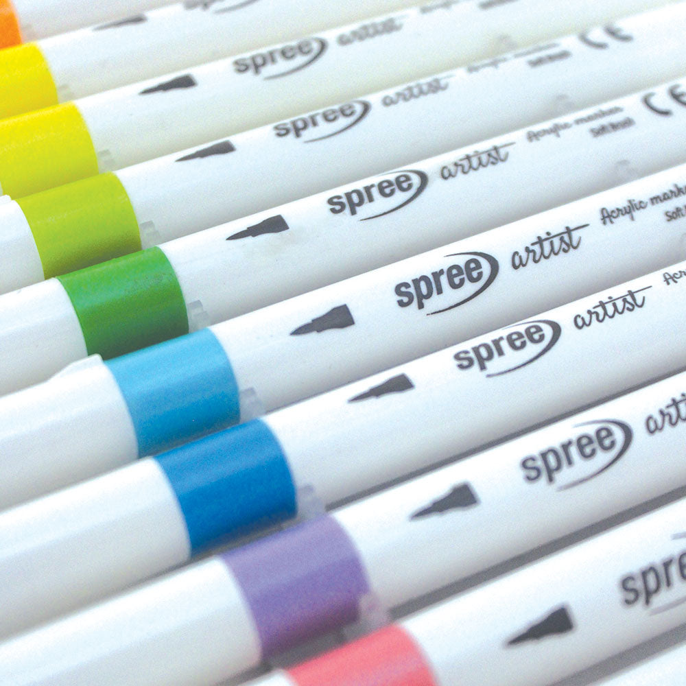 Маркери акрилни Spree Artist Soft Brush, 24 цвята в PP кутия