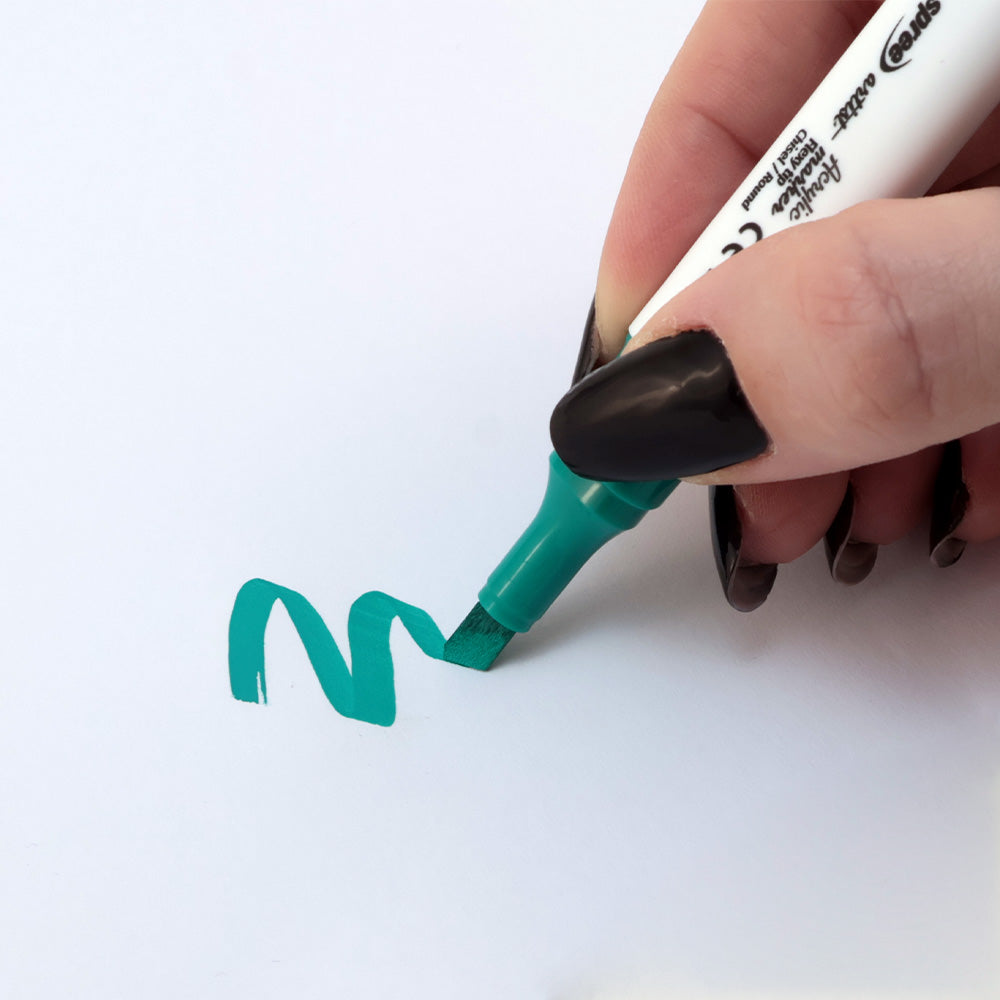 Маркери акрилни двувърхи Spree Flexy Chisel / Round tip 36 цвята + 2 контурни