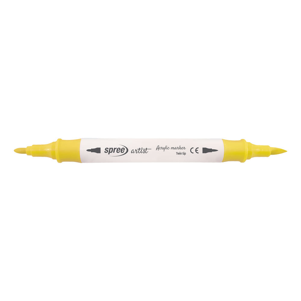 Маркери акрилни двувърхи Spree Soft Brush / Fine tip, 24 цвята в PP кутия