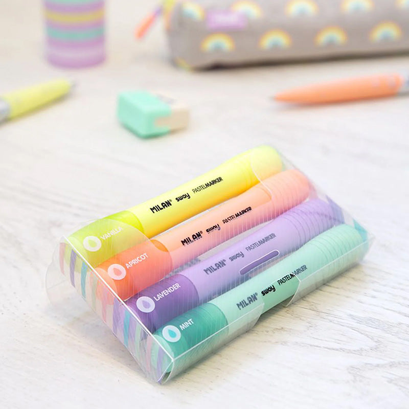Текстмаркер Milan Sway Pastel, 4 цвята, блистер