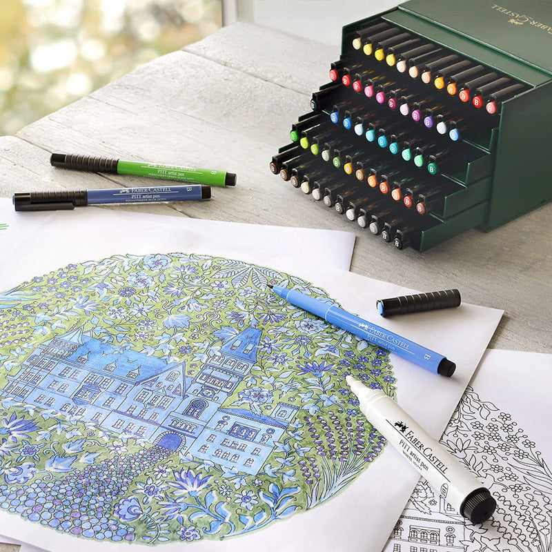 Тънкописец Faber-Castell Pitt Artist Pen, Pastel, 12 цвята