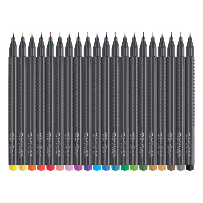 Тънкописец Faber-Castell Grip, връх 0.4 мм, комплект 20 цвята, в блистер