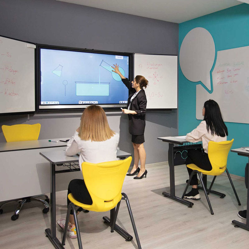 Бяла дъска Top Office, керамична, с 2 крила, за екран 55''