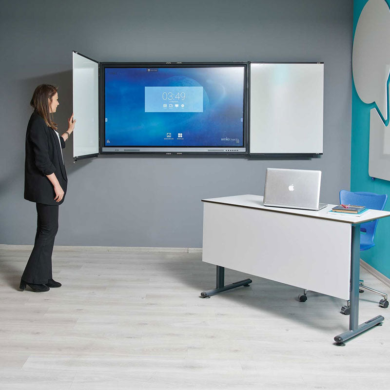 Бяла дъска Top Office, керамична, с 2 крила, за екран 55''