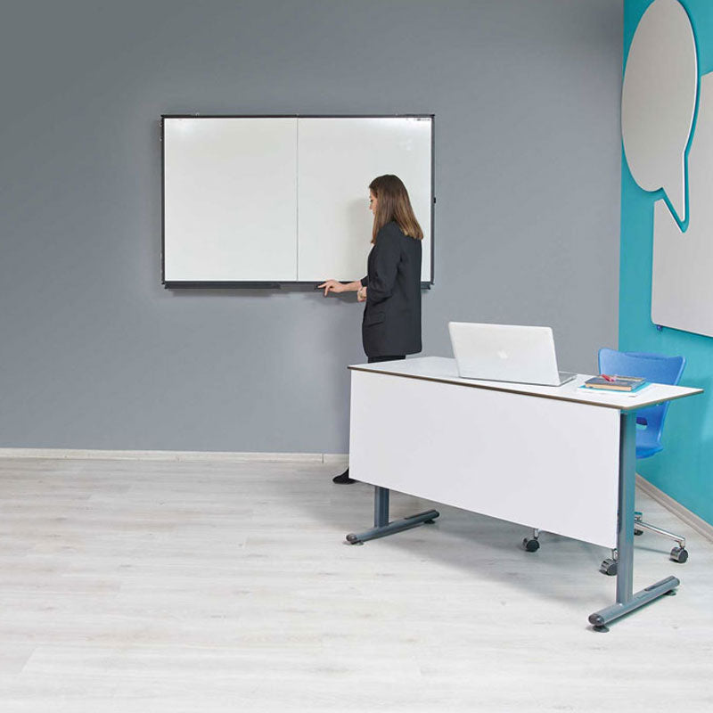 Бяла дъска Top Office, керамична, с 2 крила, за екран 55''
