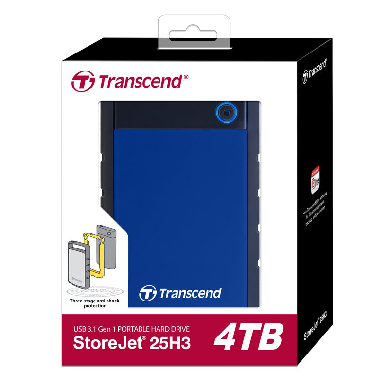 Твърд диск, Transcend 4 TB StoreJet 2.5" H3B, Portable HDD, USB 3.1