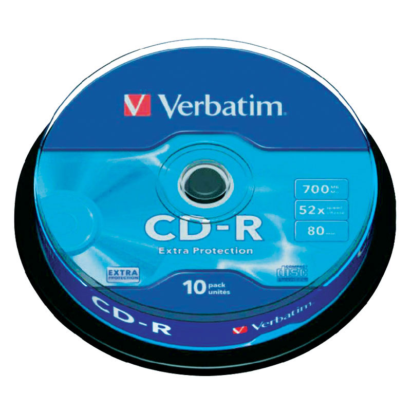 CD-R диск VERBATIM Extra Protection, 700MB, 52x, шпиндел, 10 бр.
