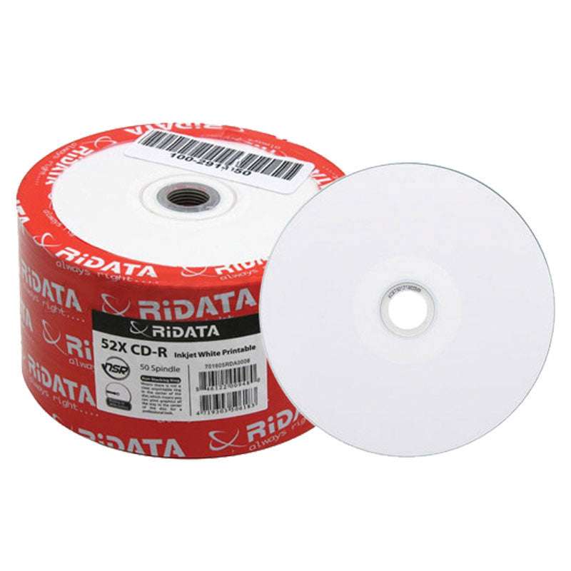 CD-R диск Ridata Printable, 80 min, 700MB, 52x, целофан 50 бр.