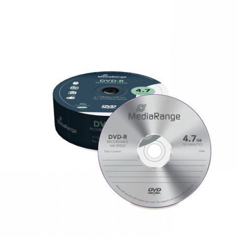 DVD-R диск MediaRange, 4.7GB, 16x, целофан 25 бр.