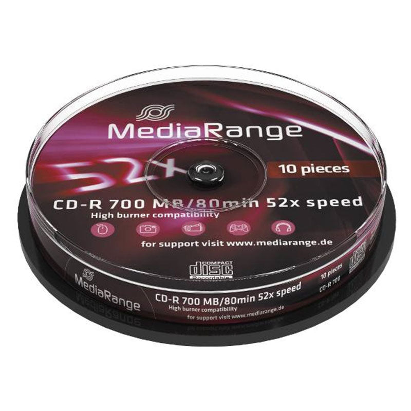 CD-R диск MediaRange, 80 min, 700MB, 52x, шпиндел, 10 бр.
