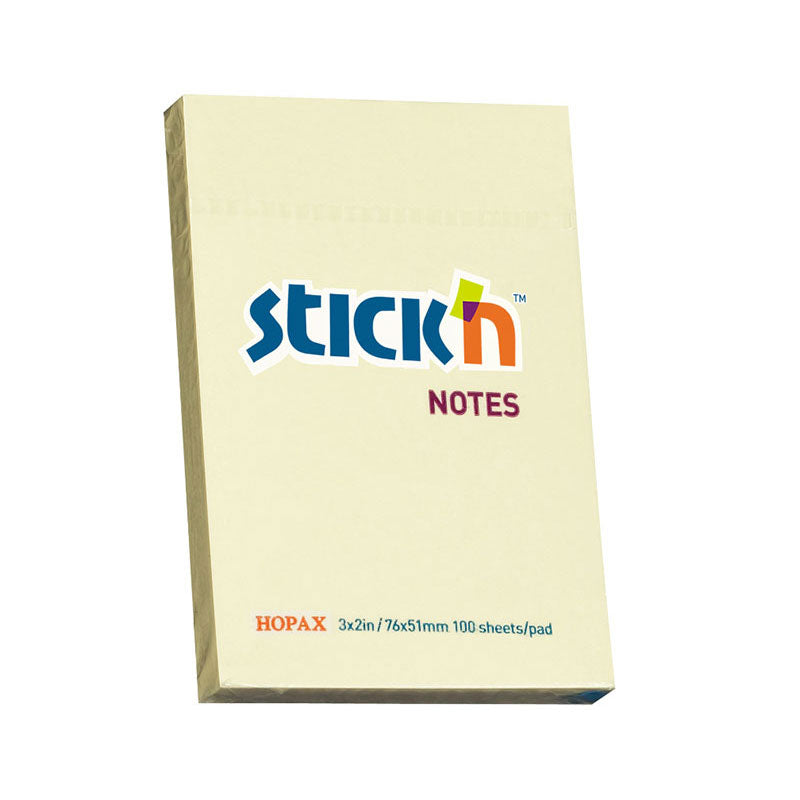Самозалепващи листчета Stick`N, пастел, 76 x 51 мм., жълти