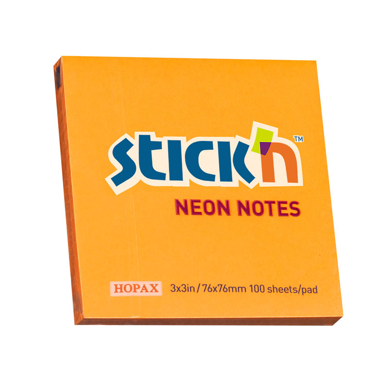 Самозалепващи листчета Stick`N, неон, 76 x 76 мм