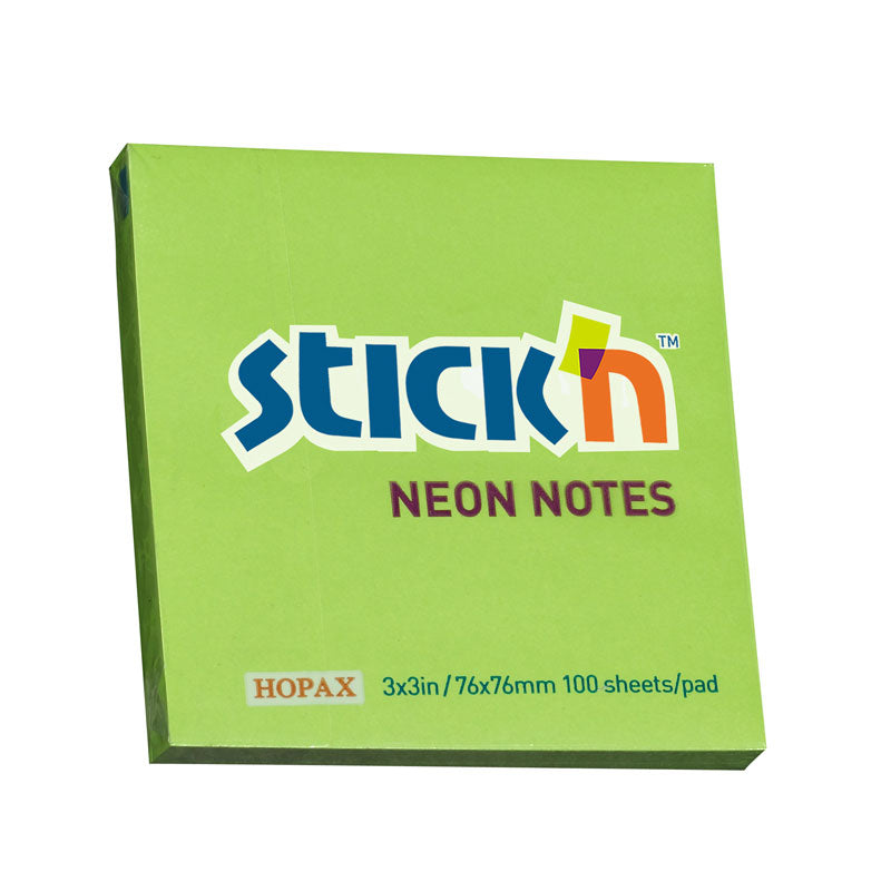 Самозалепващи листчета Stick`N, неон, 76 x 76 мм