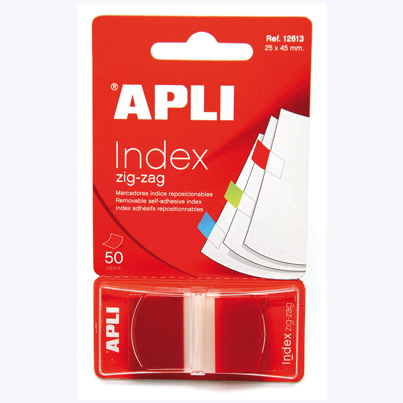 Индекси Apli Zig-Zag, 24 x 45 мм, 50 бр., в прозрачен диспенсър