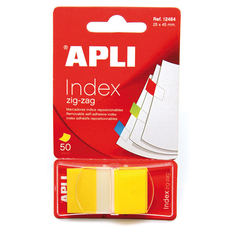 Индекси Apli Zig-Zag, 24 x 45 мм, 50 бр., в прозрачен диспенсър
