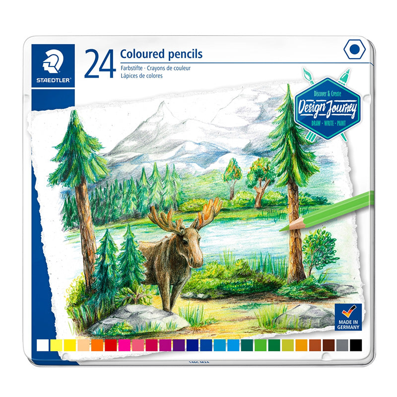 Цветни моливи Staedtler Design Journey, 24 цвята в метална кутия