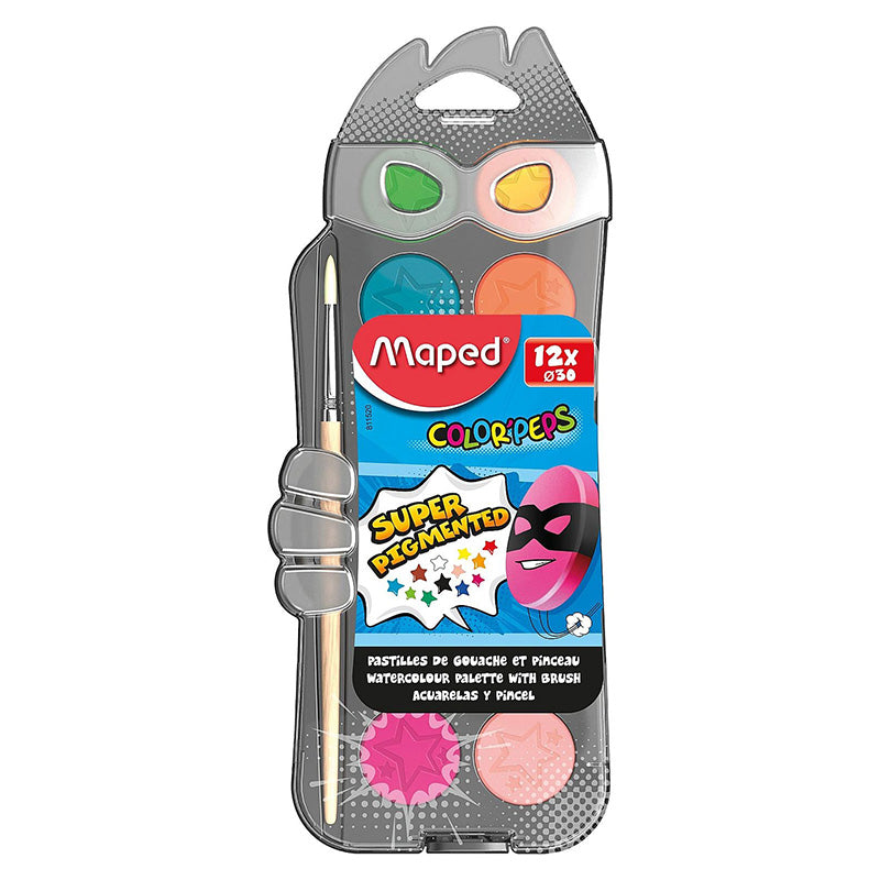Водни бои Maped Color'peps, 12 цвята, с четка