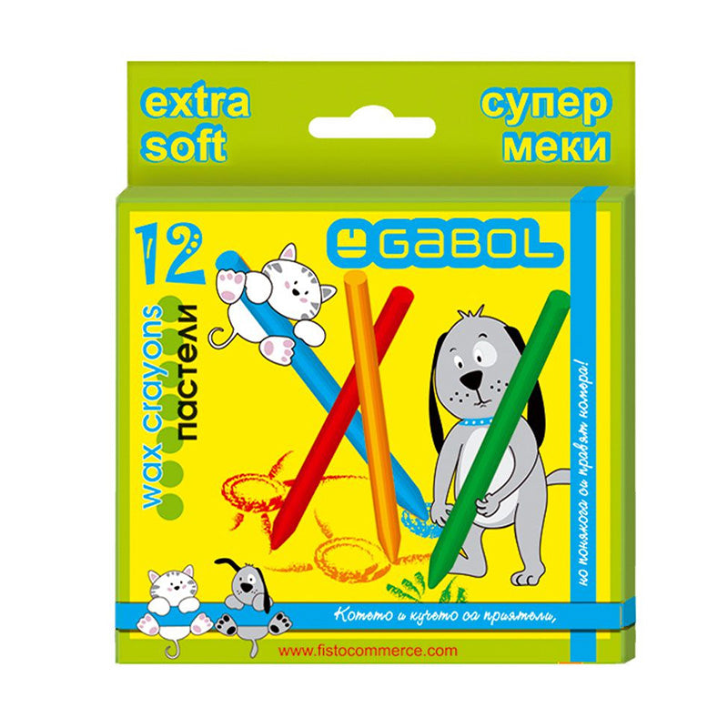 Пастели Gabol восъчни, супер меки, 12 цвята