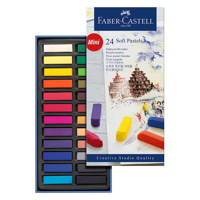 Пастели Faber-Castell Goldfaber, Soft, сухи, мини, 24 цвята