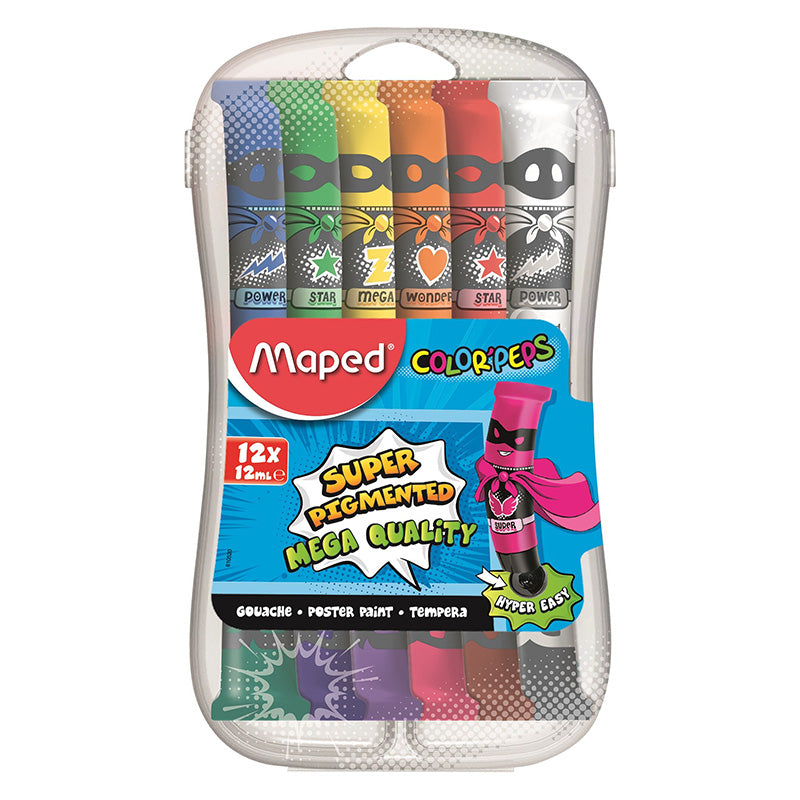 Темперна боя  Maped Color'peps, тубичка, 12 цв. х 12 мл., в РР кутия